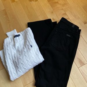 7 For All Mankind Womens Womens Bootcut Jeans Black